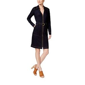 INC Belted Denim Shirtdress Size 14